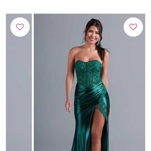 Strapless Dark Green Long Prom Dress - PromGirl Green / 0 Strapless Dark Green Long Prom Dress - PromGirl Green / 0